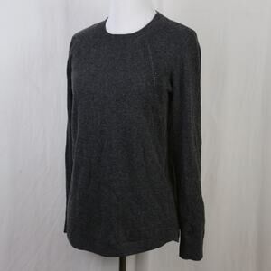 Loft Charcoal Gray Pullover Crew Neck Lightweight Wool Classic Sweater Small P